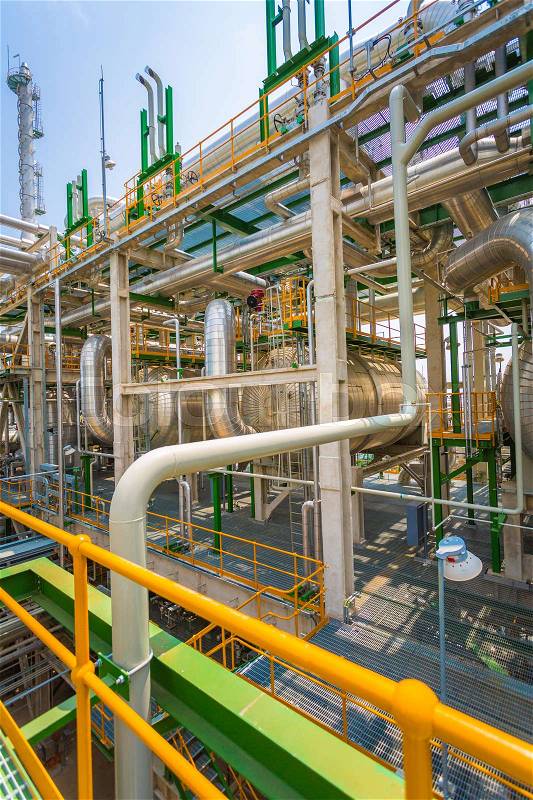 Process area structure of oil refinery plant , image for business of industrial oil and chemical petroleum refinery working concept, stock photo