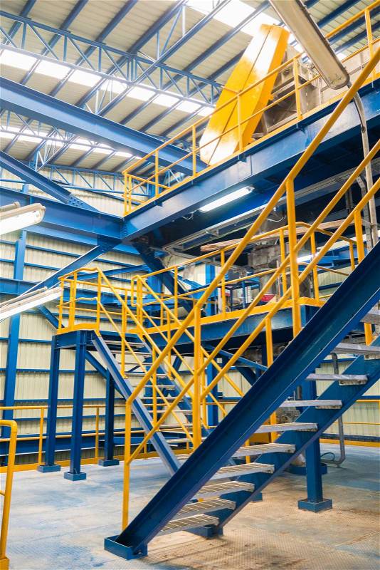 Staircase,walkway and ladder steel structure in industrial factory, stock photo