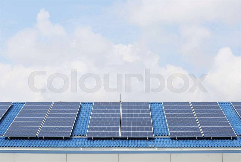 Solar panel of building for transform solar light to electric power, stock photo