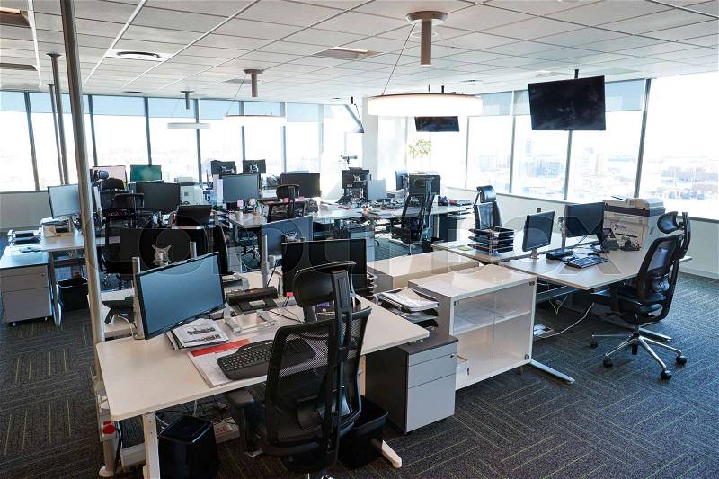 Interior Of Modern Open Plan Office With No People, stock photo