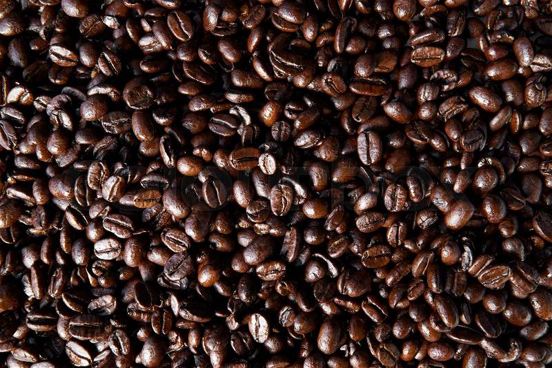Roasted coffee beans, full frame, stock photo