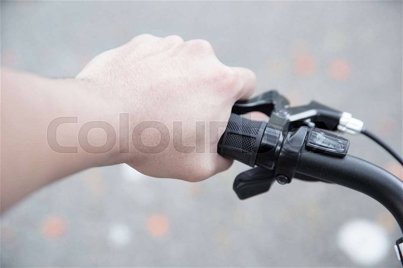 Background of hand control bicycle break, stock photo