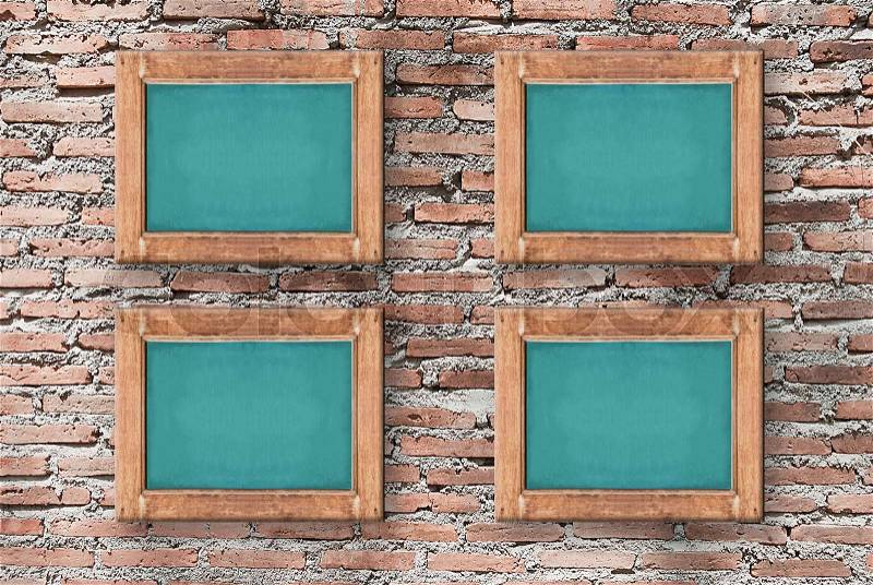 Image of chalkboard on brick wall texture, background for design with copy space for text or image, stock photo