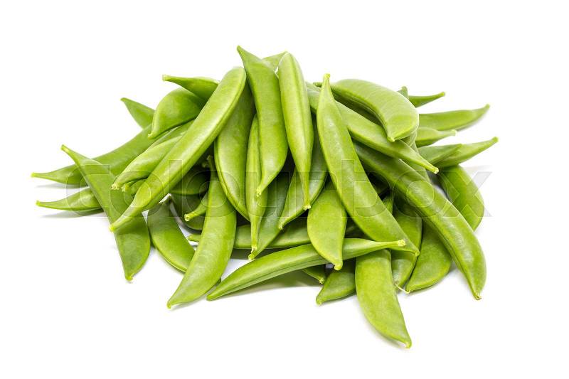 Green pea (Sugar Snap Pea) on white background, stock photo