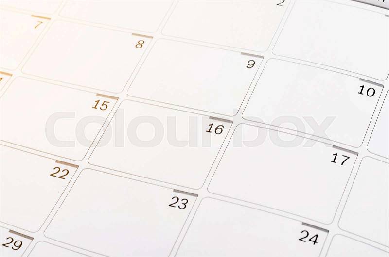 Close Up blank open calendar page, stock photo