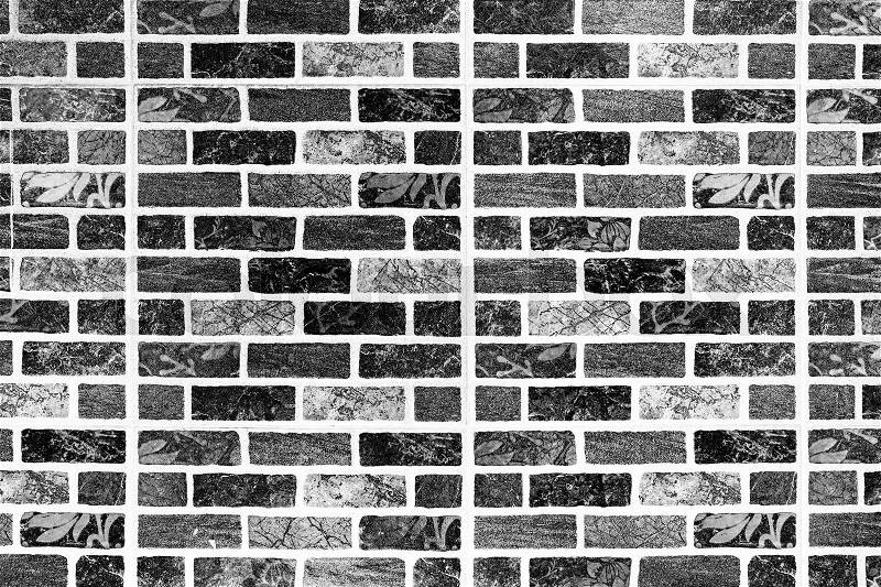 Black and white Square brick block wall or floor background and texture, stock photo