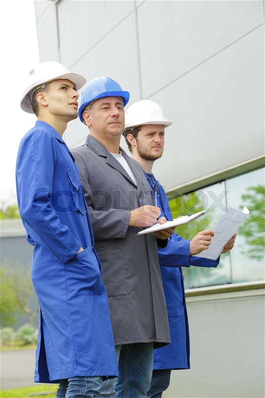Building inspection officers, stock photo