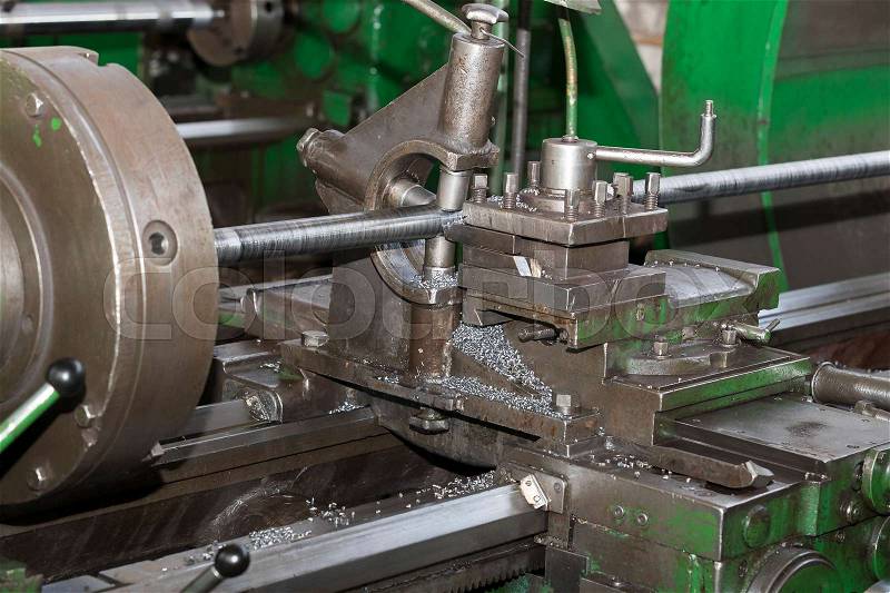 Metalworking machines working mechanisms are shot close-up, stock photo