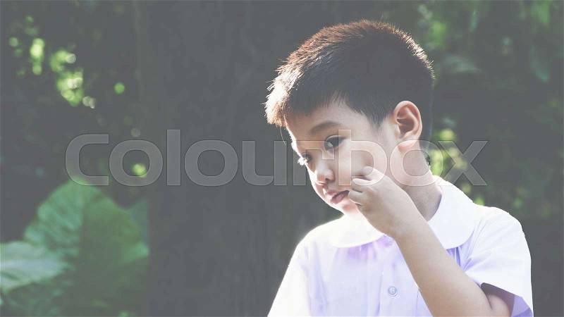 Potrait of Asian boy in natral light, use filler image, stock photo