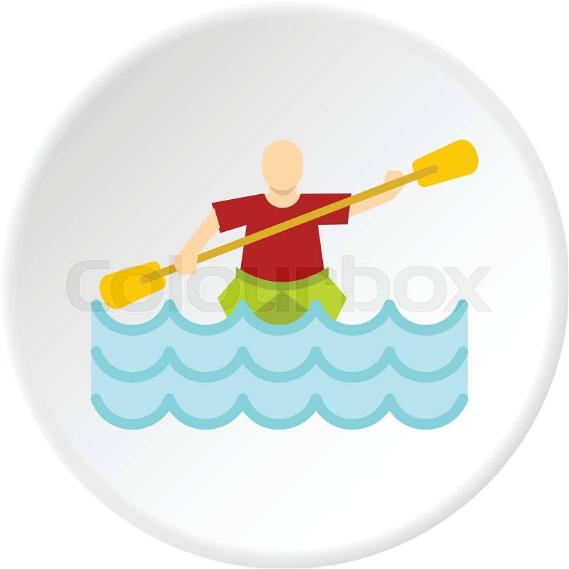 Kayaking water sport, icon in flat circle isolated vector illustration for web, vector