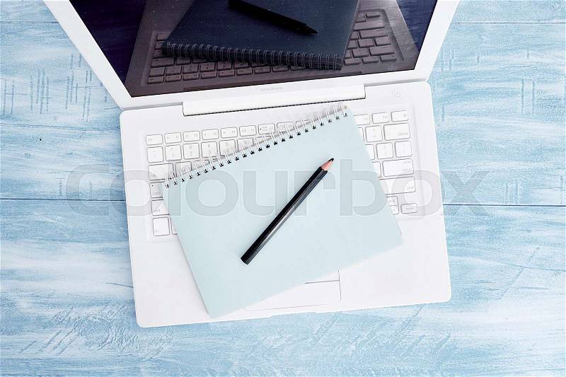 A studio shot of a notebook writing pad, stock photo