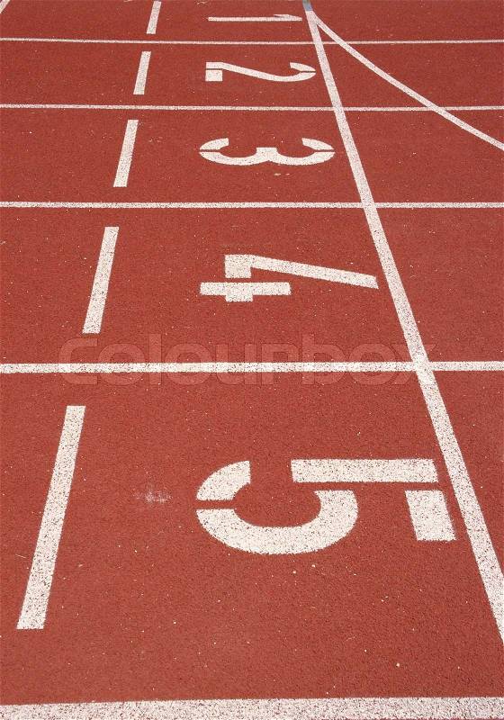 Numbers of the Start Line of Athletics Running Tracks, stock photo