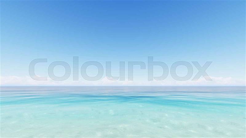 Clear ocean blue sky 3D render, stock photo