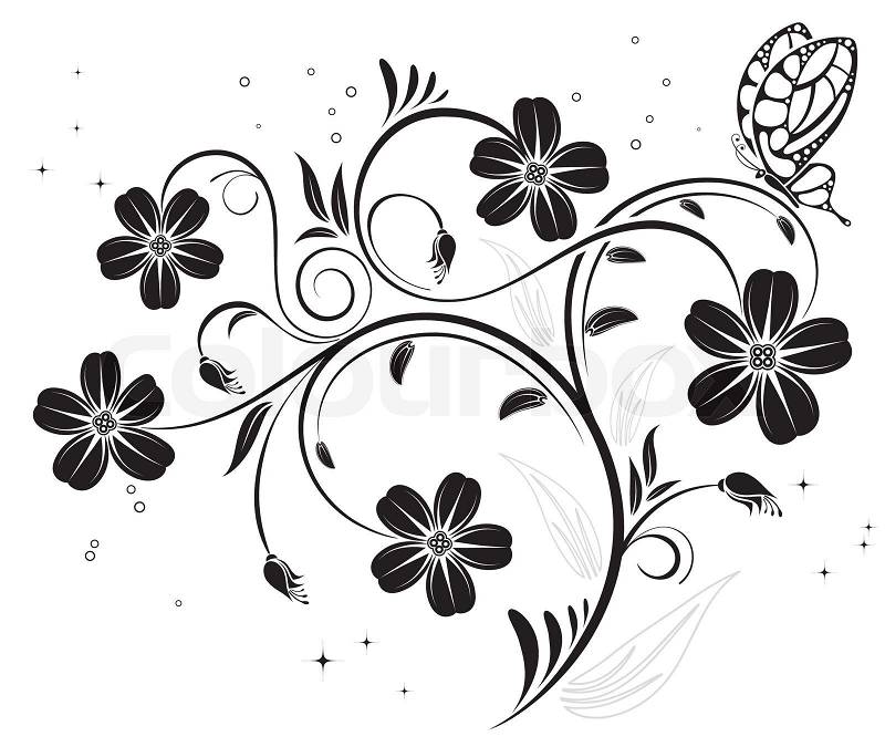 Flower background with butterfly, ... | Stock Vector ...