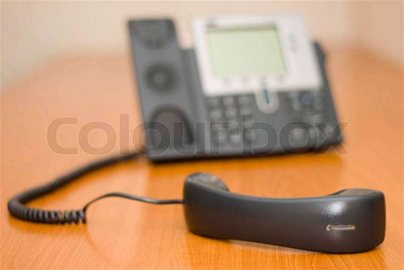 Modern digital phone, focus on the receiver, stock photo