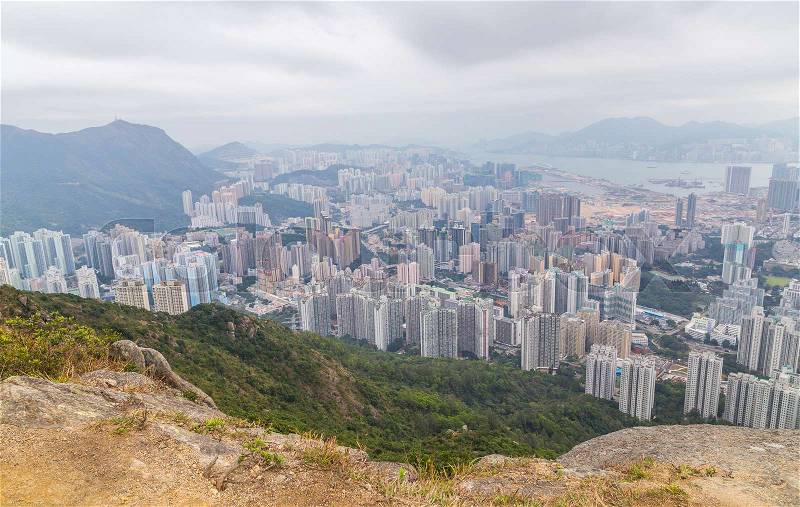 Hong Kong Panorama of Lion Rock, stock photo