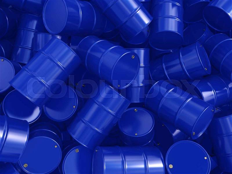 3D rendering blue barrels not contain any inscriptions, stock photo