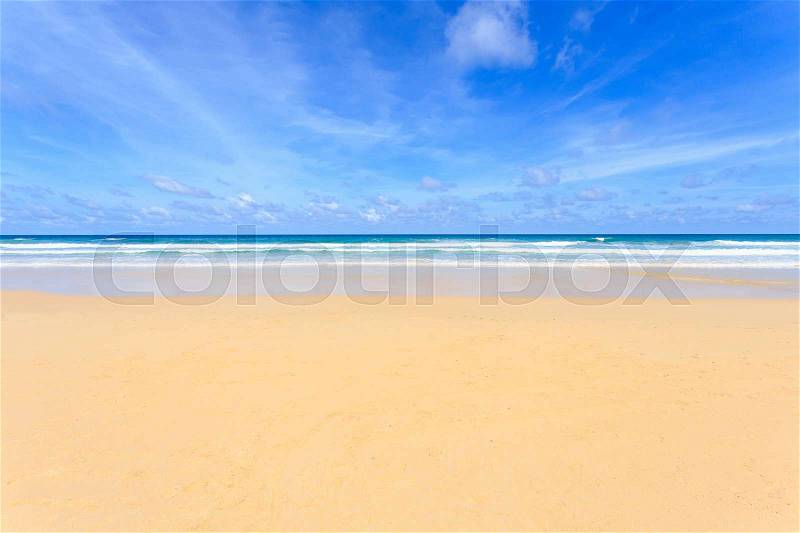 Good weather day at tropical beach, Kata Noi in phuket island, Andaman sea, Thailand, stock photo