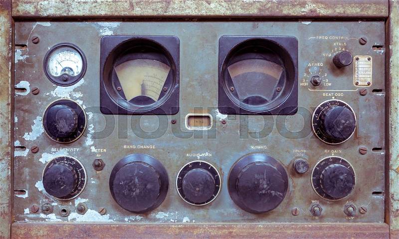 Close up of Old vintage radio, stock photo