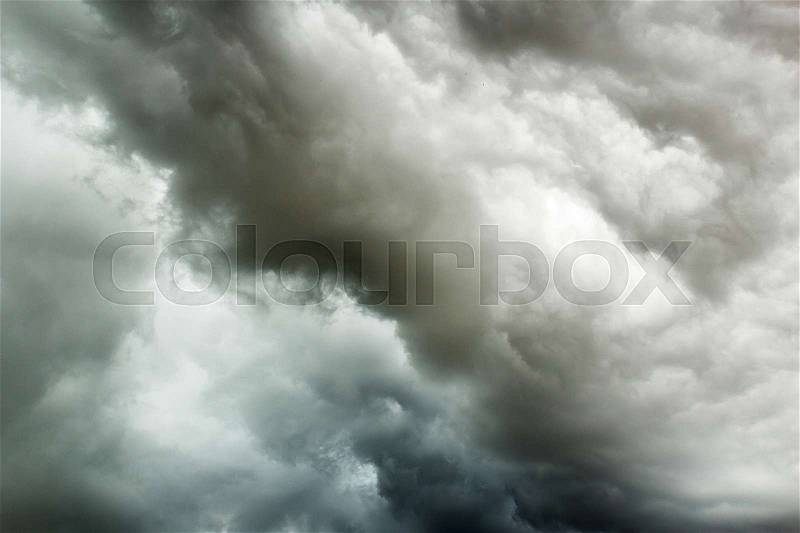 Black cloud in to the storm. Dark clouds, rain storms are forming, stock photo