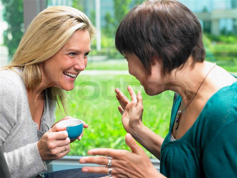Women having a nice conversation, stock photo