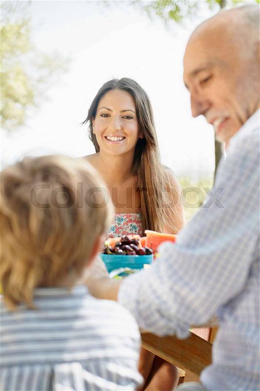 Multi-generational family picnic, stock photo