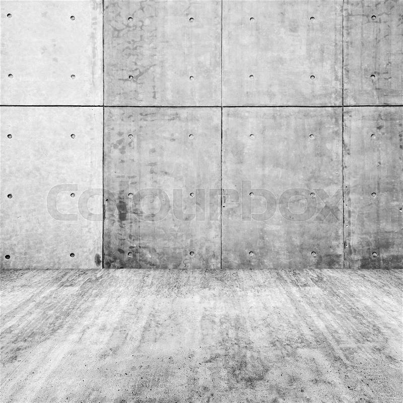 Abstract white interior, empty room with concrete wall and floor, stock photo