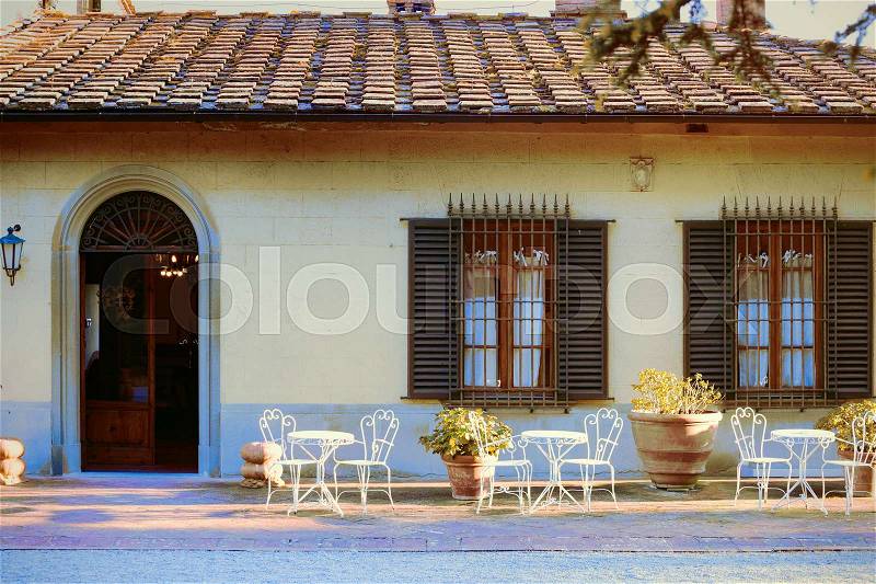 The facade of an old Italian house, Italy , stock photo