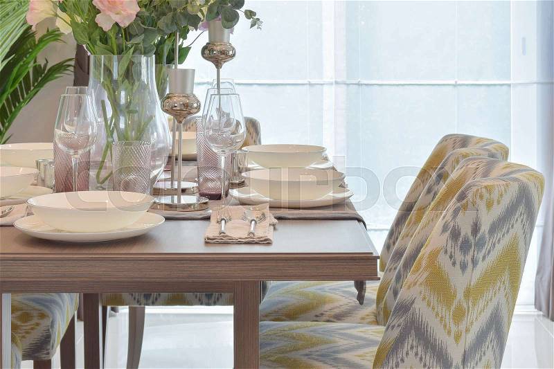Elegance dining set with classic chair, stock photo