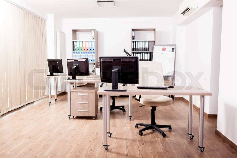 Empty modern business office. Interior design. Open space, stock photo
