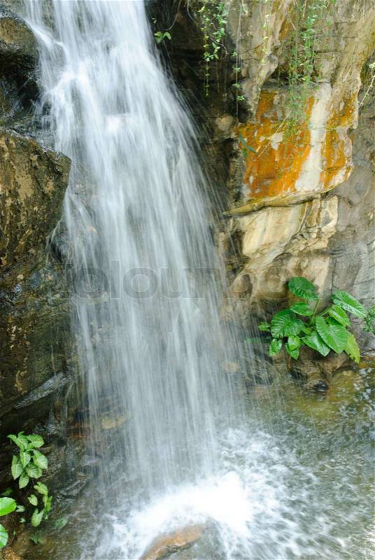 Whole view of waterfall in Hong Kong, stock photo