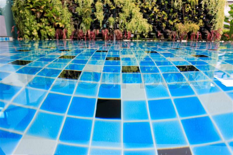 Abstract modern blue swimming pool with clean water transparent, stock photo