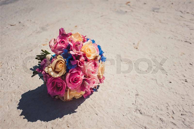 Beautiful bouquet of the bride in different color tones, stock photo
