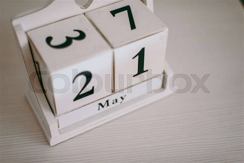 The date plate on the twenty-first of May cubes, stock photo