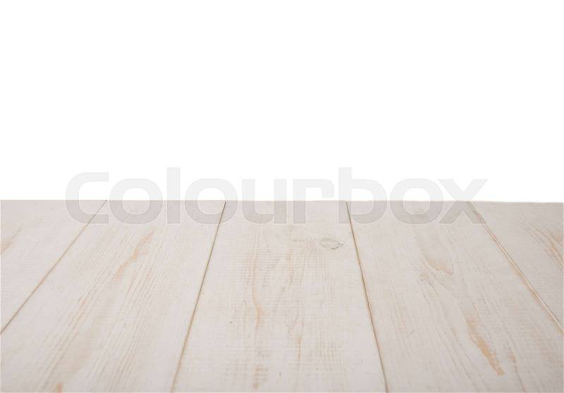 Perspective white wood and white background, stock photo