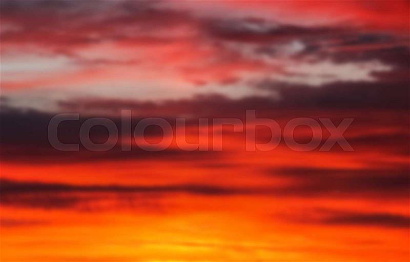 Sunrise, sunset sky overcast meeting. Blurred background without focus, stock photo