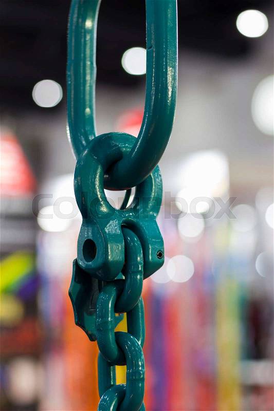 Industrial high strength Steel Chain;selective focus, stock photo