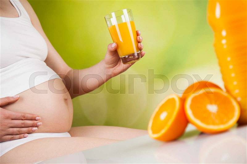 Nutrition and diet during pregnancy, fruits and vegetables, stock photo