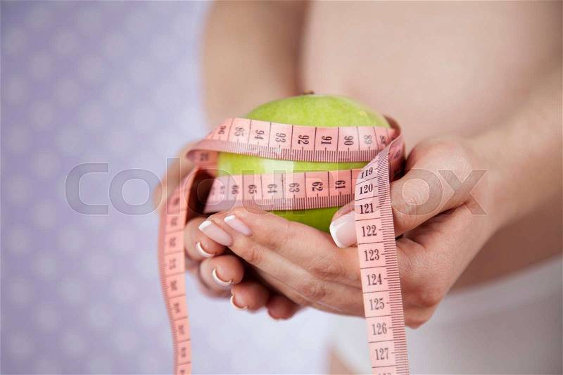 Apple, Pregnancy woman, healthy lifestyle concept, stock photo