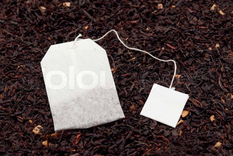 Tea bag is dry tea leaves, stock photo