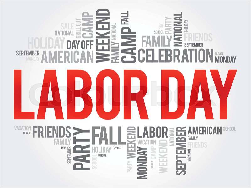 Labor Day word cloud collage, holiday concept background, vector