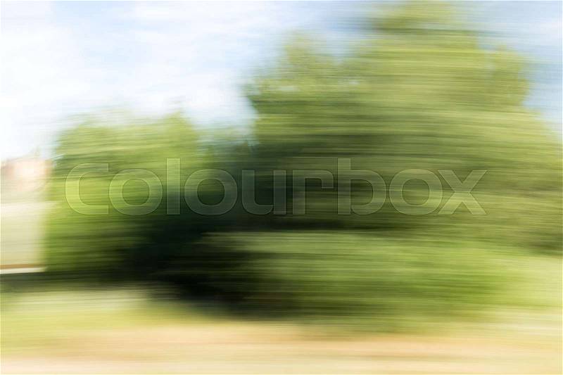 Nature in motion from the train window , stock photo