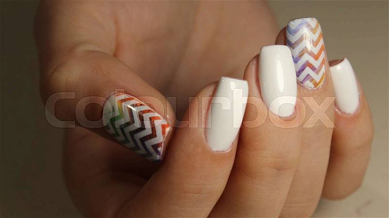 Manicure nail design for beautiful girls, summer 2017, stock photo