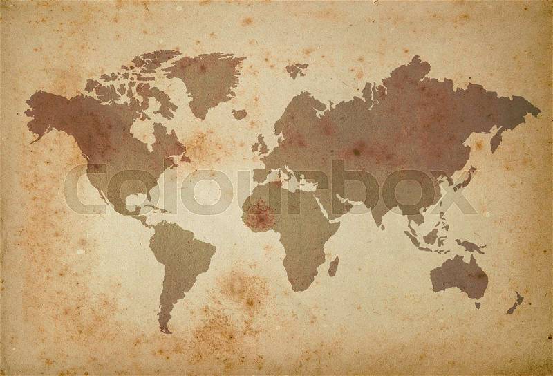 Map of the world on old paper, stock photo