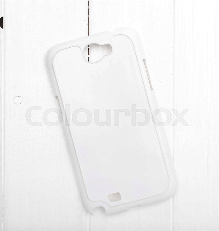 Pure white phone case for printing nice solid material, topview, stock photo