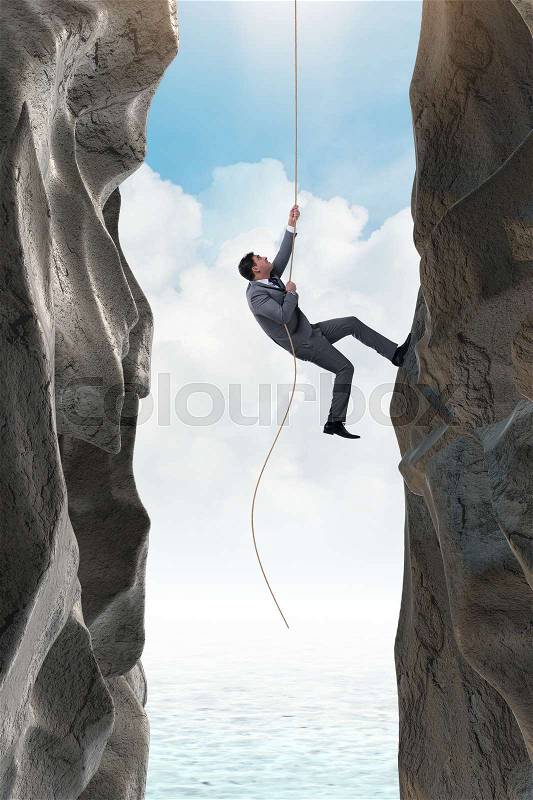 Businessman overcoming challenges in business concept, stock photo