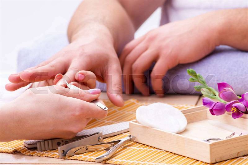Hand manicure concept for man, stock photo
