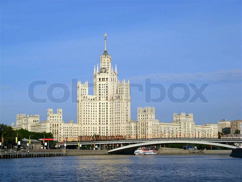 Stalin\'s Empire style building in Moscow, stock photo