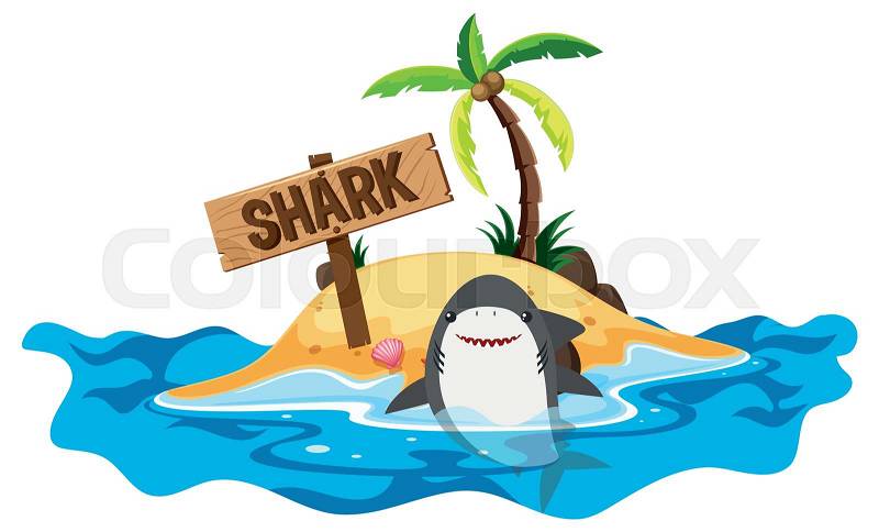 Shark swimming at sea illustration, vector
