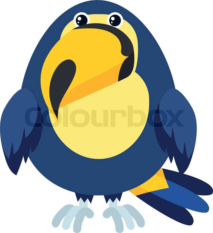 Toucan bird with happy face illustration, vector